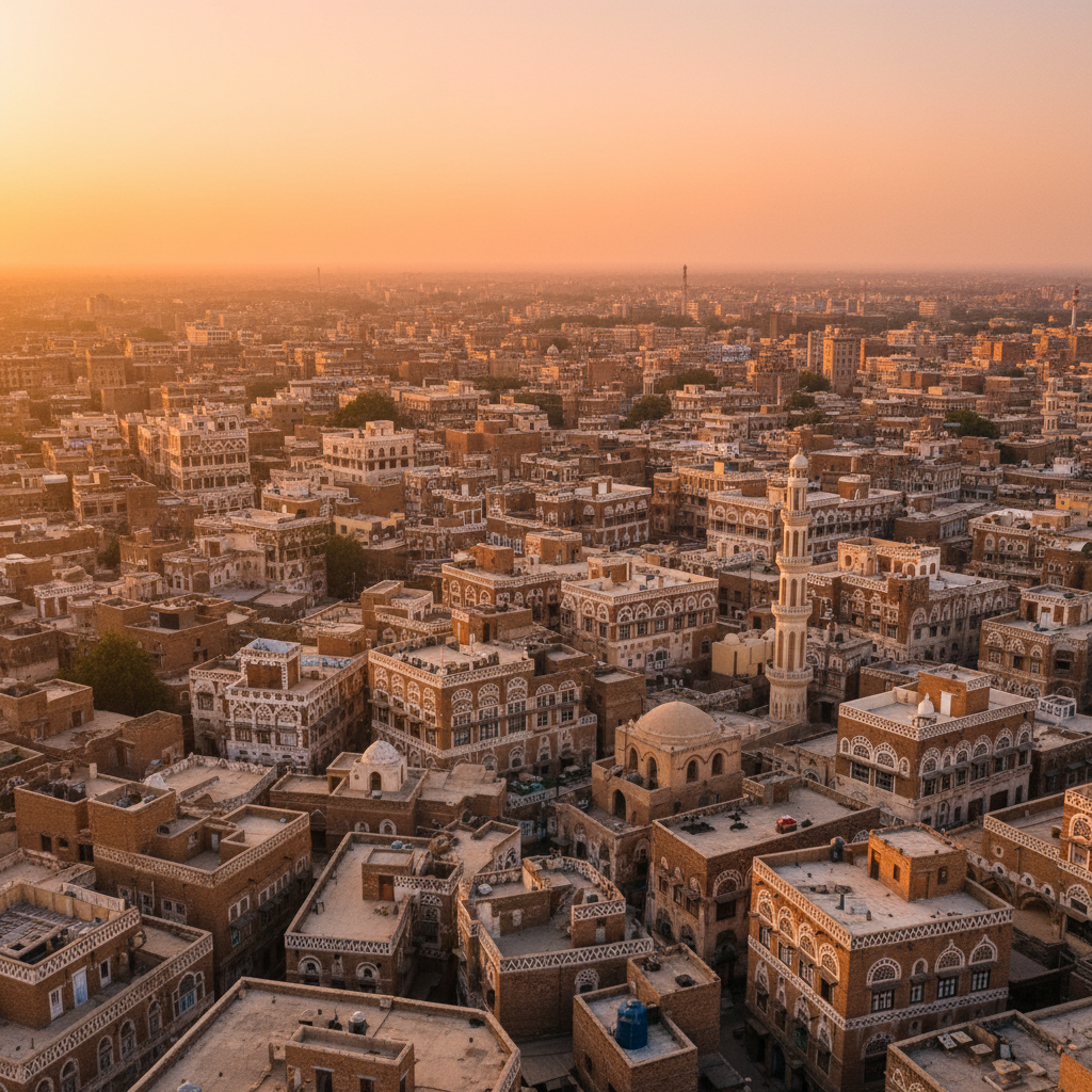 예멘 사나 옛 시가지의 전경