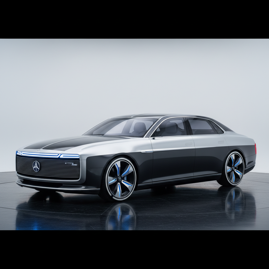 대기업 로고가 박힌 구식 설계의 전기차 렌더링