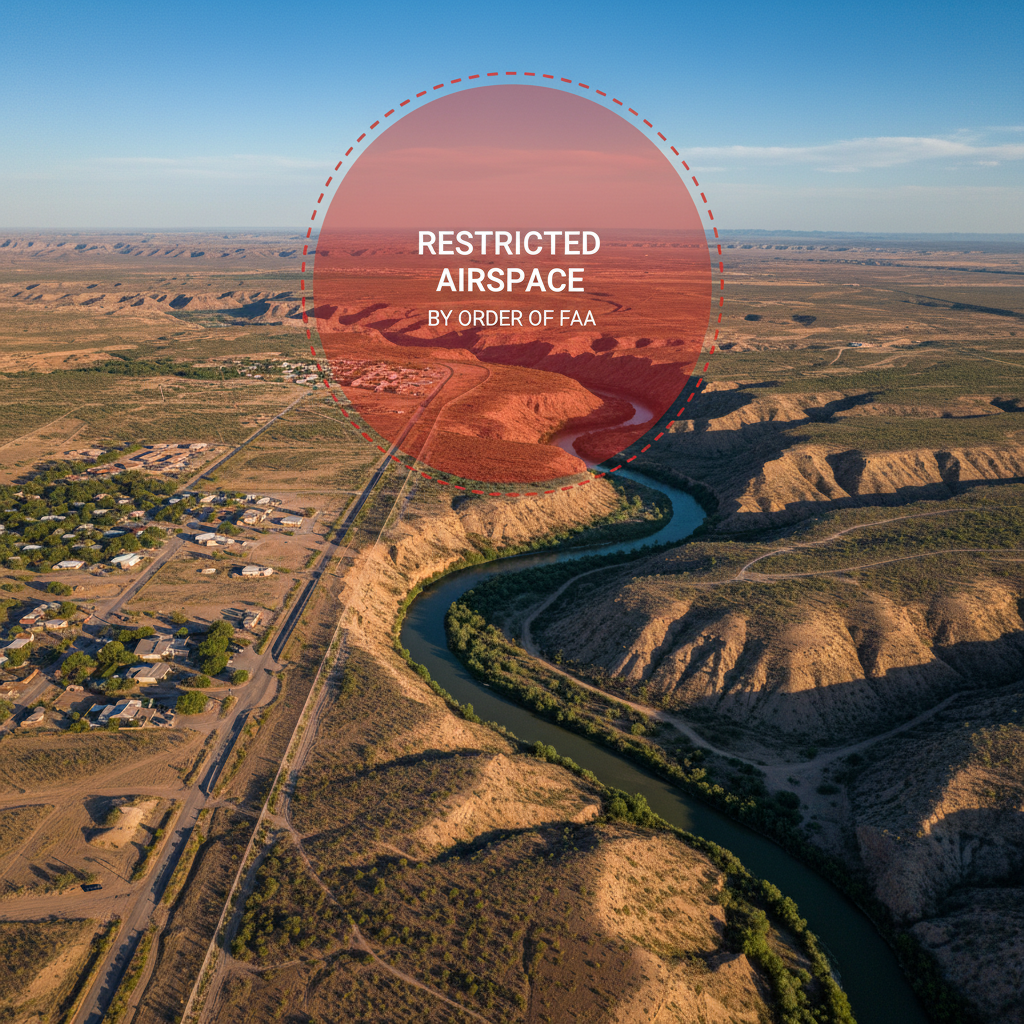 텍사스 포트 핸콕 상공에 설정된 비행 금지 구역 안내