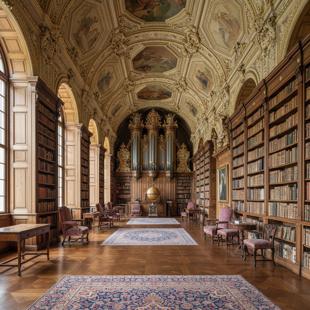 블레넘 궁전의 화려한 도서관 내부