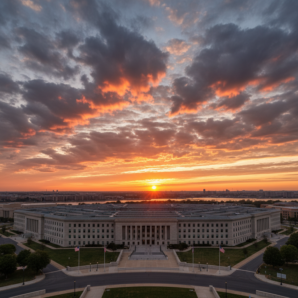 미국 국방부 펜타곤 건물의 웅장한 모습