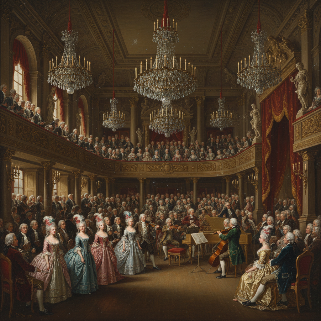 18세기 런던의 화려한 연주회장 풍경