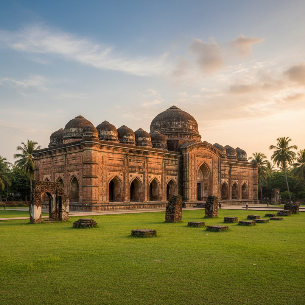 60돔 모스크의 장엄한 외관
