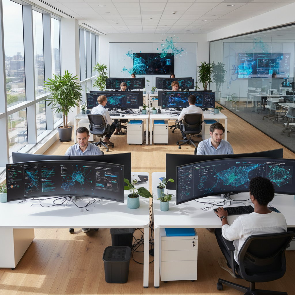 현대적인 오피스 환경에서 활용되는 AI 협업 도구