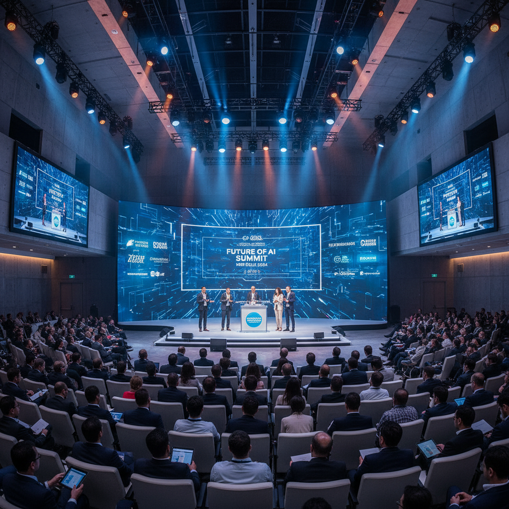 인도 뉴델리 AI 서밋의 컨퍼런스 현장