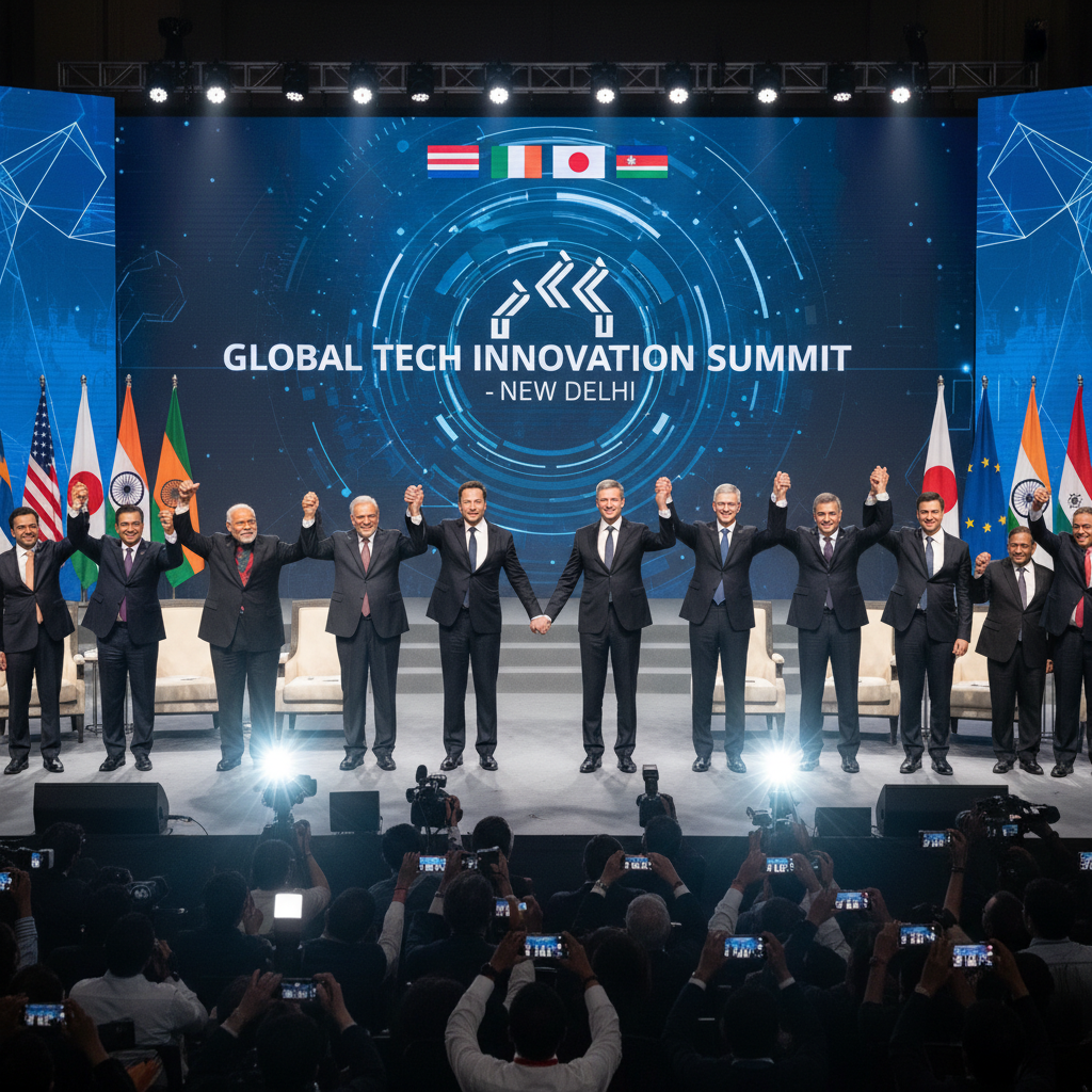 인도 AI 서밋 무대 위 테크 리더들의 어색한 순간