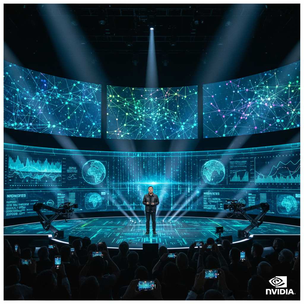 엔비디아 젠슨 황 CEO의 기술 컨퍼런스 기조연설 장면