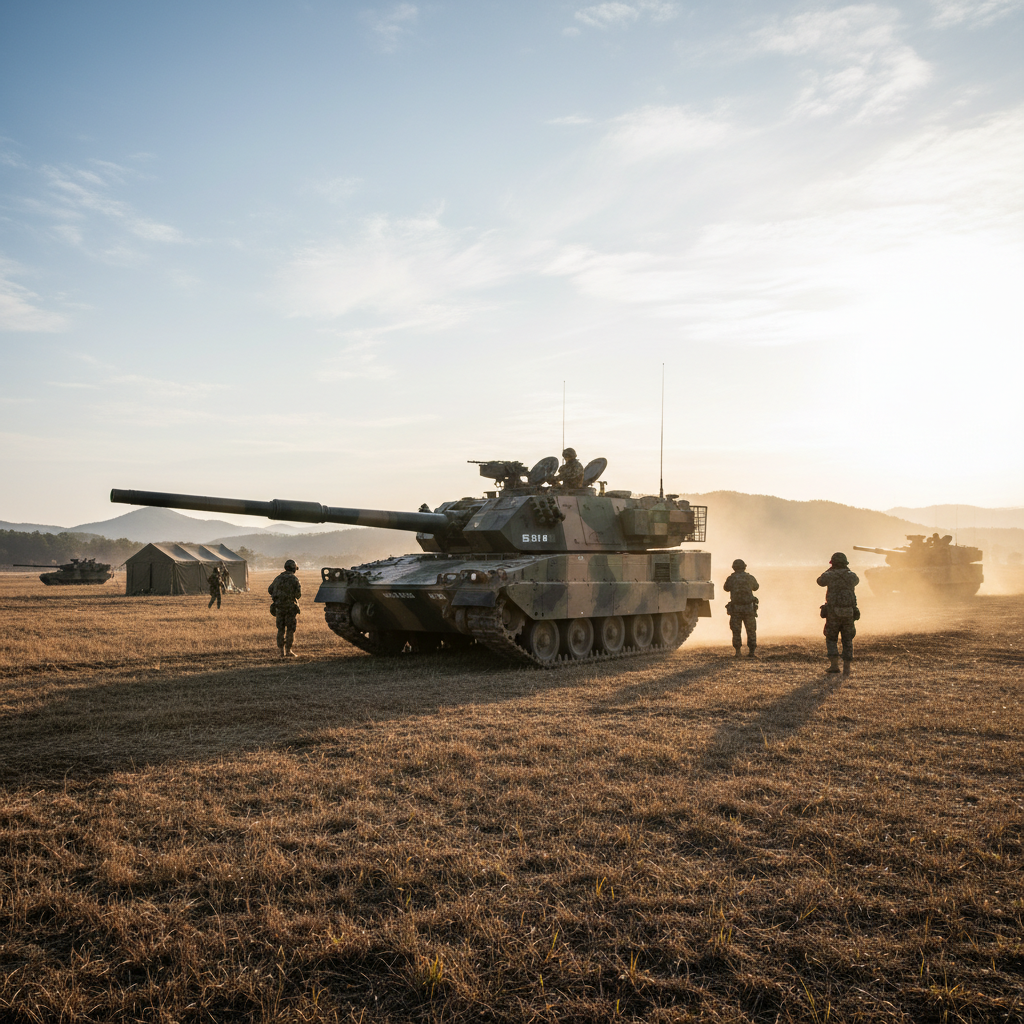 들판에 배치된 K9 자주포의 위용
