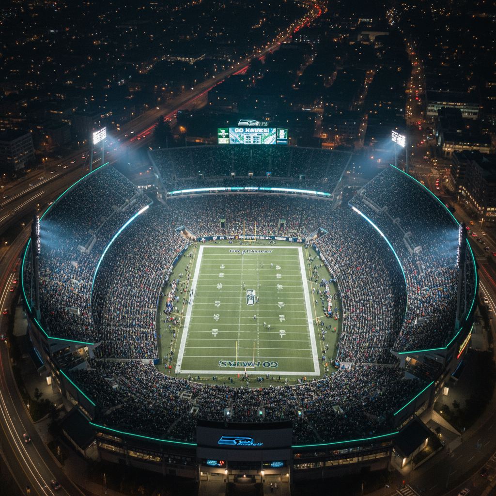 슈퍼볼 LX 경기가 열리는 화려한 경기장 전경