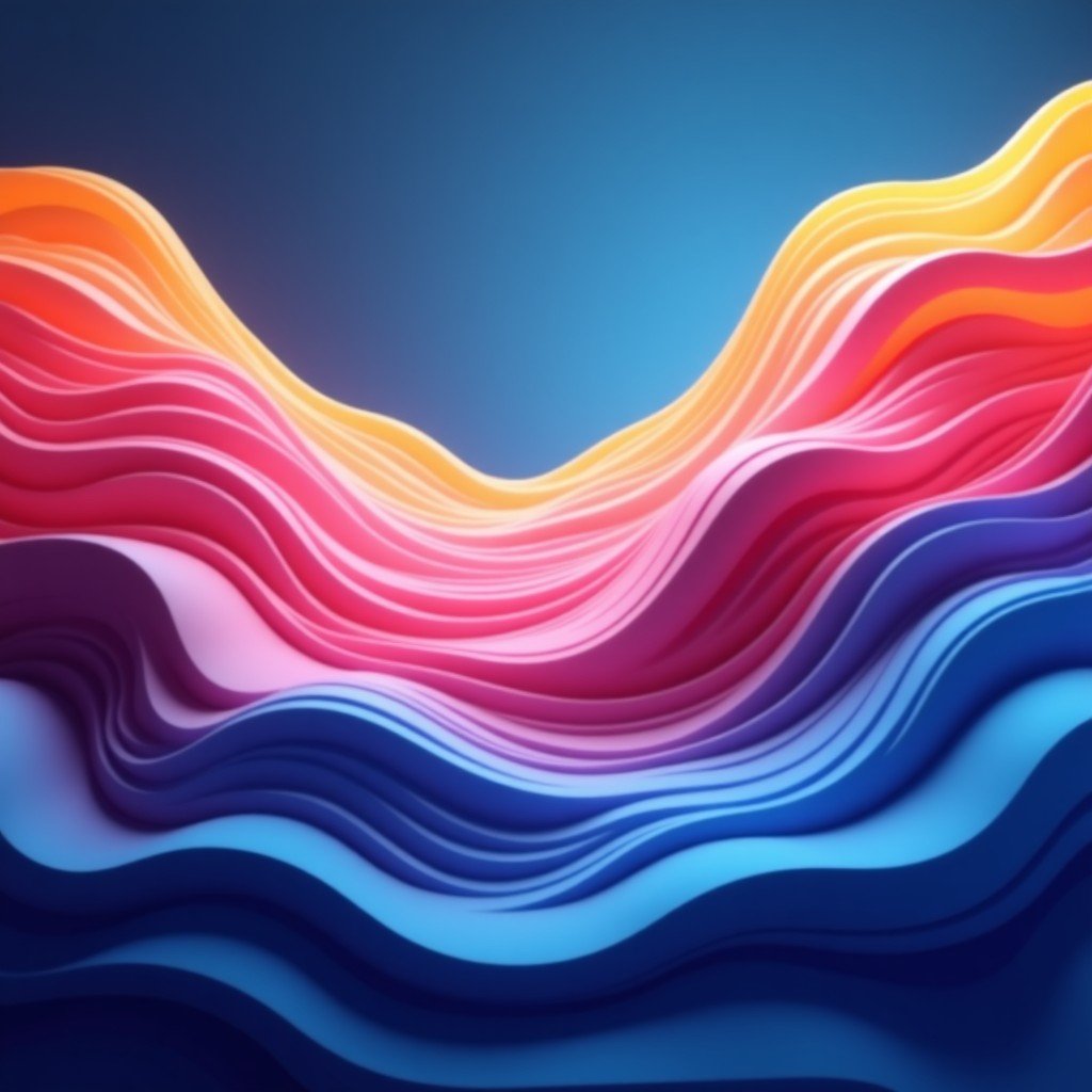 Abstract creative visualization of global market trends and technological shifts, vibrant gradient colors, 3D composition, professional aesthetic, 4:3