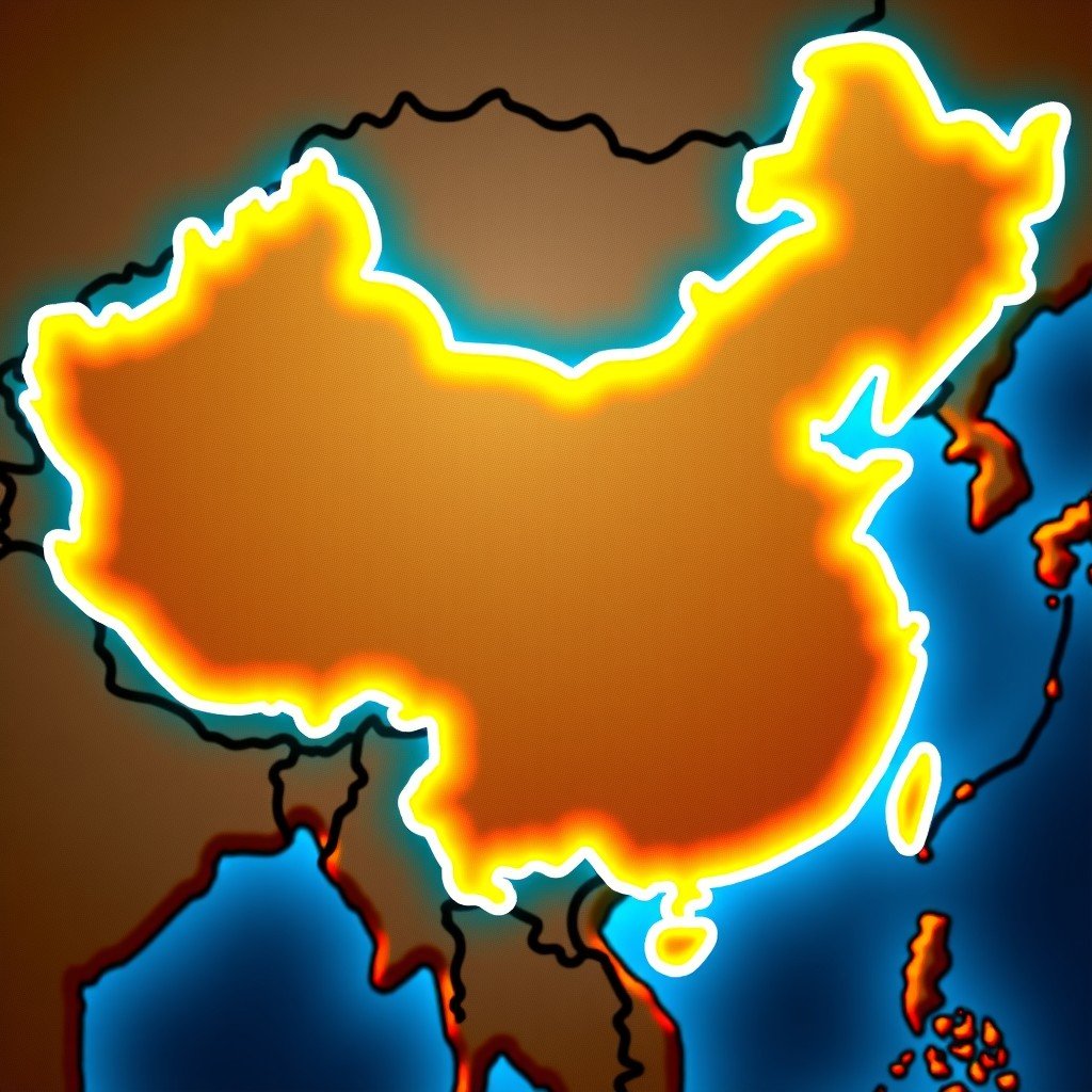 A detailed artistic map of ancient China divided into two major powers, North and South, glowing golden borders, parchment texture, historical strategy game style, 4:3