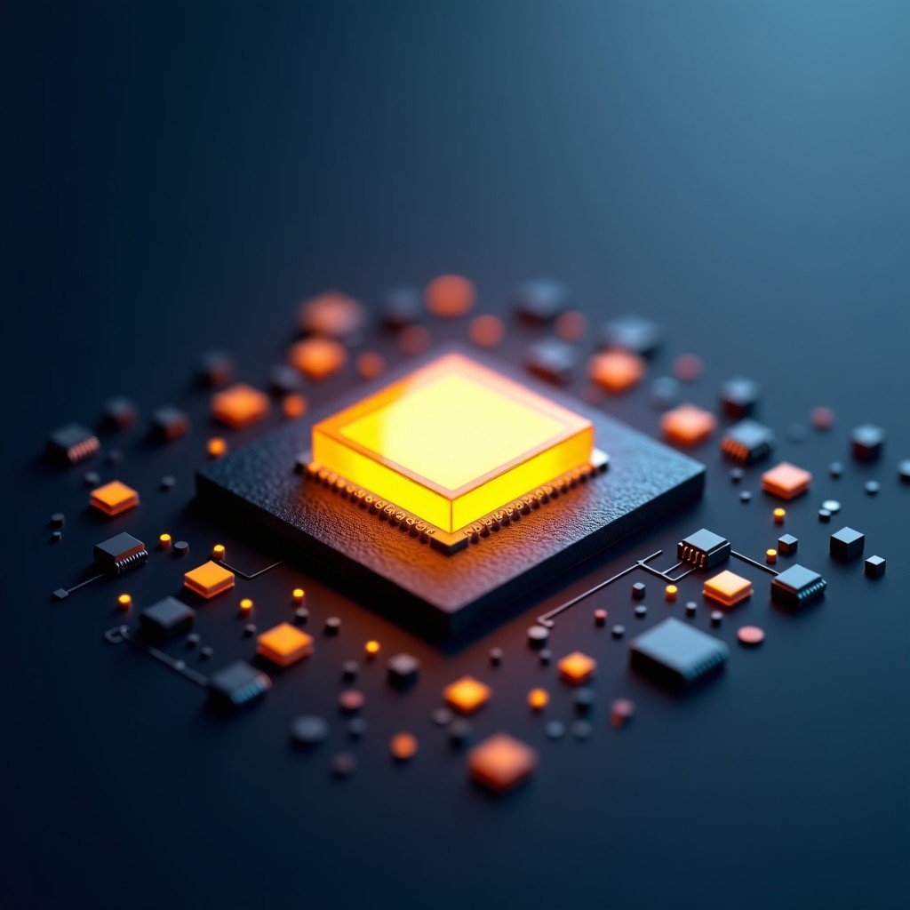 A symbolic representation of a silicon wafer and microchips integrated with subtle Indian flag colors, representing the Pax Silica agreement and technological cooperation. Professional, clean layout, 4:3