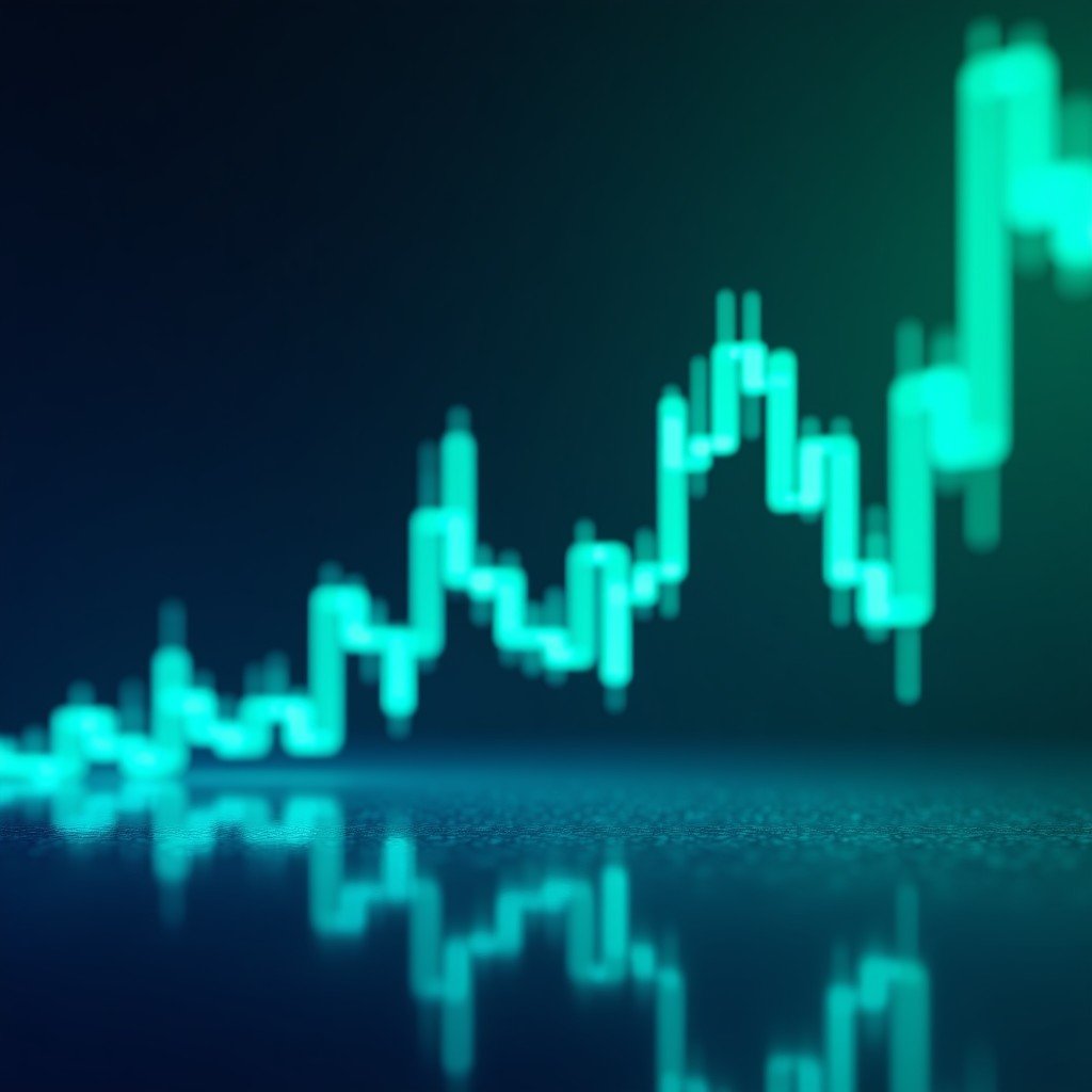 A clean and modern digital interface showing stock options trading data and probability curves with soft blue and green tones, 4:3