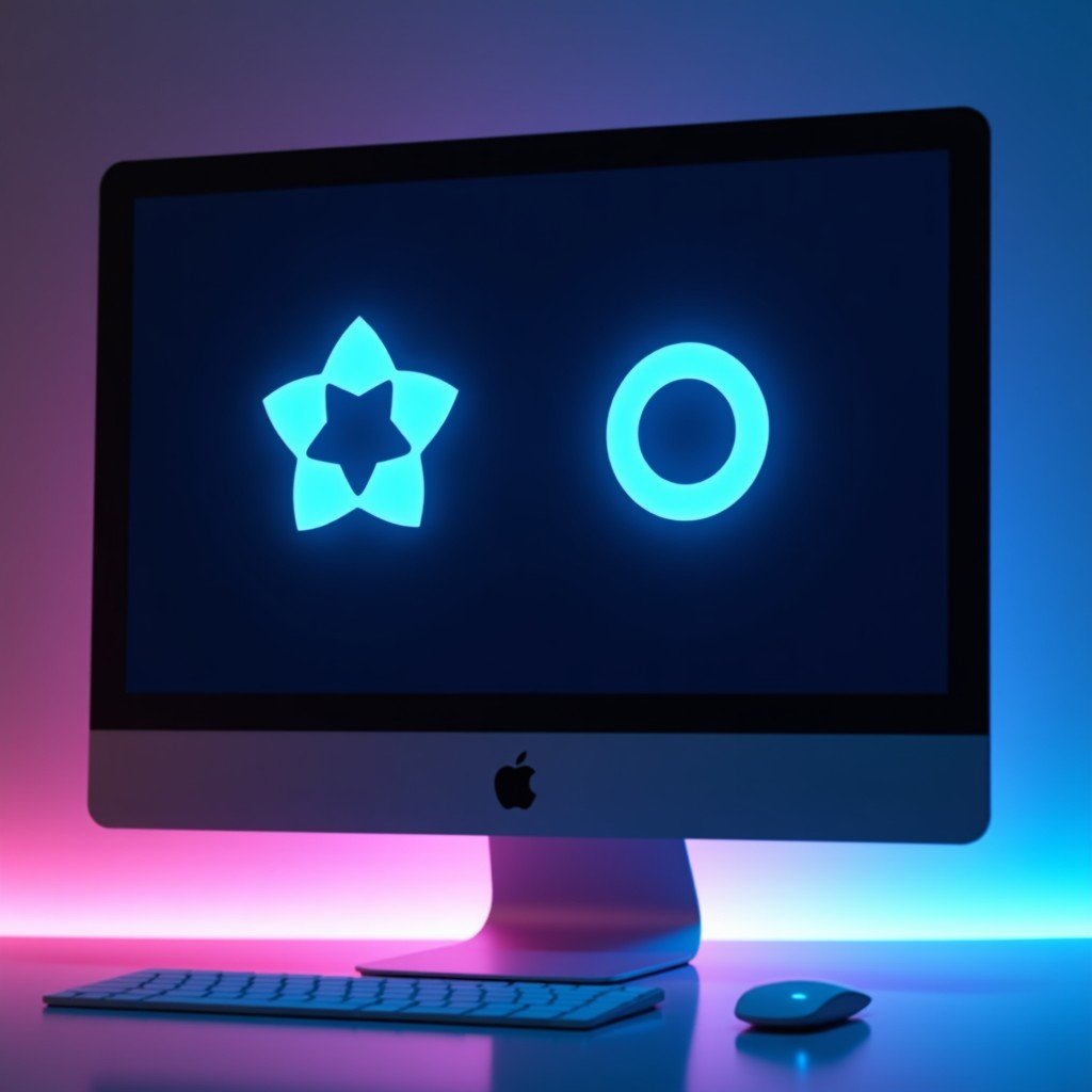 An artistic rendering of Anthropic and OpenAI logos subtly blending into a sleek, modern Xcode user interface on a Mac screen. The aesthetic is clean and minimalist with blue and purple neon highlights, representing digital integration. Cinematic lighting, 1:1