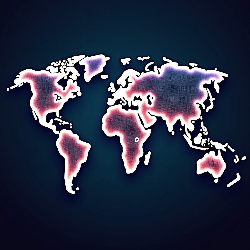 A glowing digital world map showing interconnected data points and travel routes. Modern infographic style with a deep navy background. High contrast lighting. 4:3