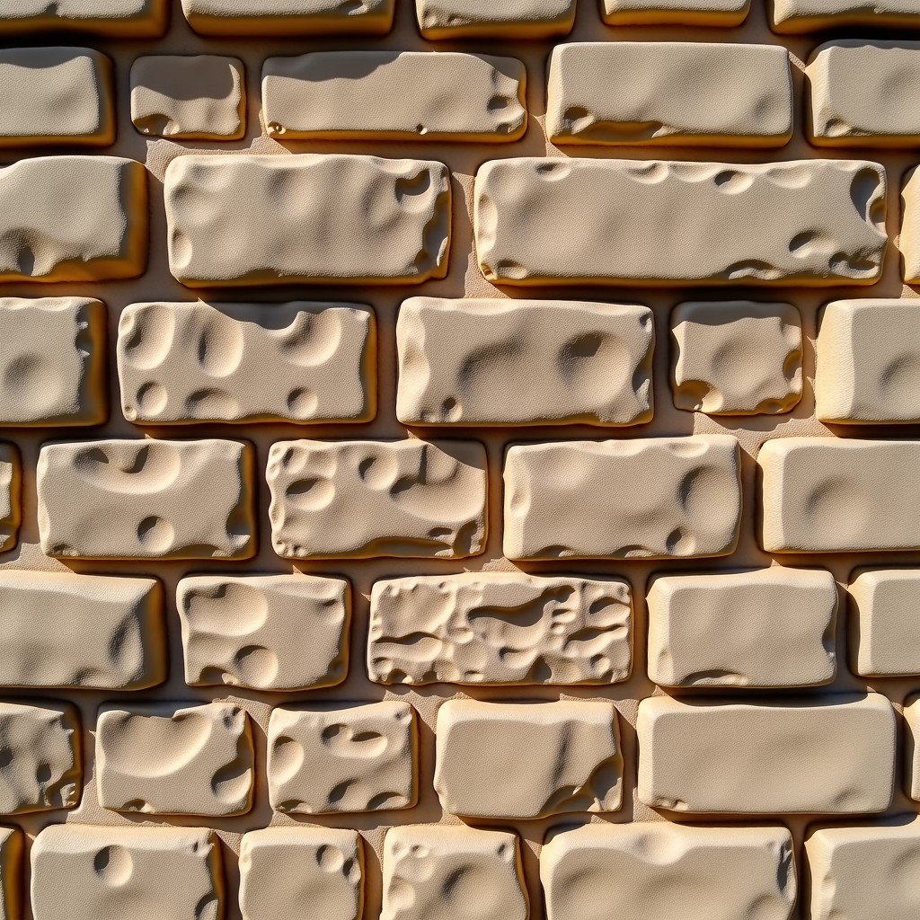 Close up shot of the intricate dry stone wall patterns at Khami Ruins showing herringbone and checkered designs on weathered granite blocks with soft natural lighting. 4:3