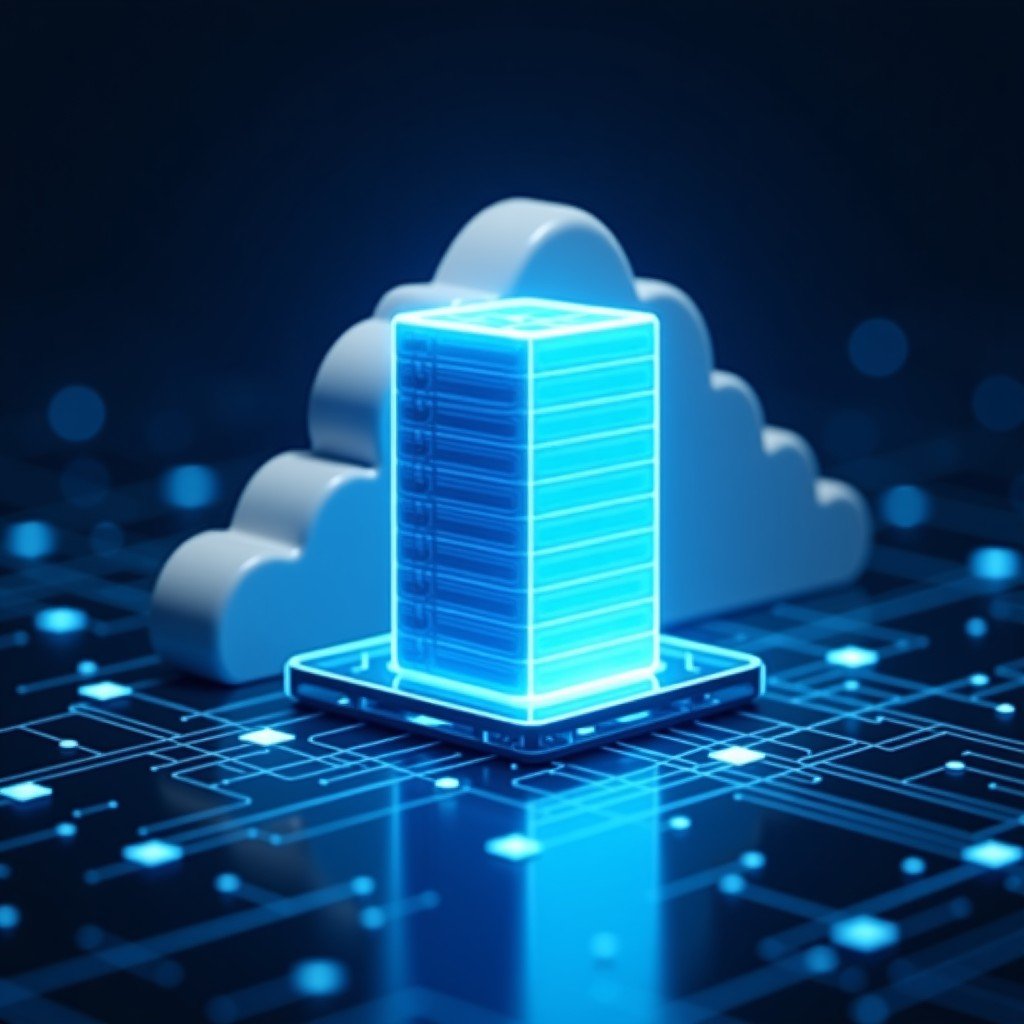 Abstract representation of cloud data security, glowing digital shield protecting a data server, futuristic tech atmosphere, high contrast, 1:1