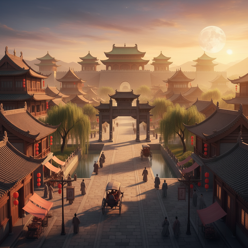 통일된 제국의 평화로운 수도 풍경
