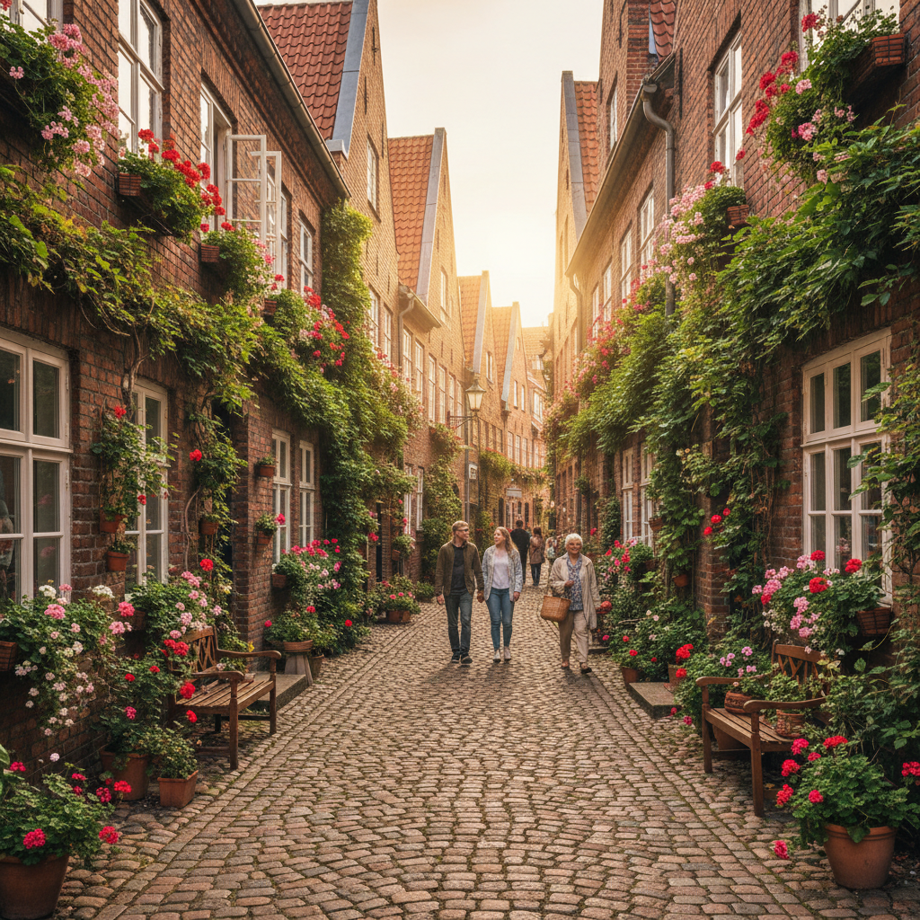 뤼베크 구시가지의 좁고 아기자기한 중세 골목길