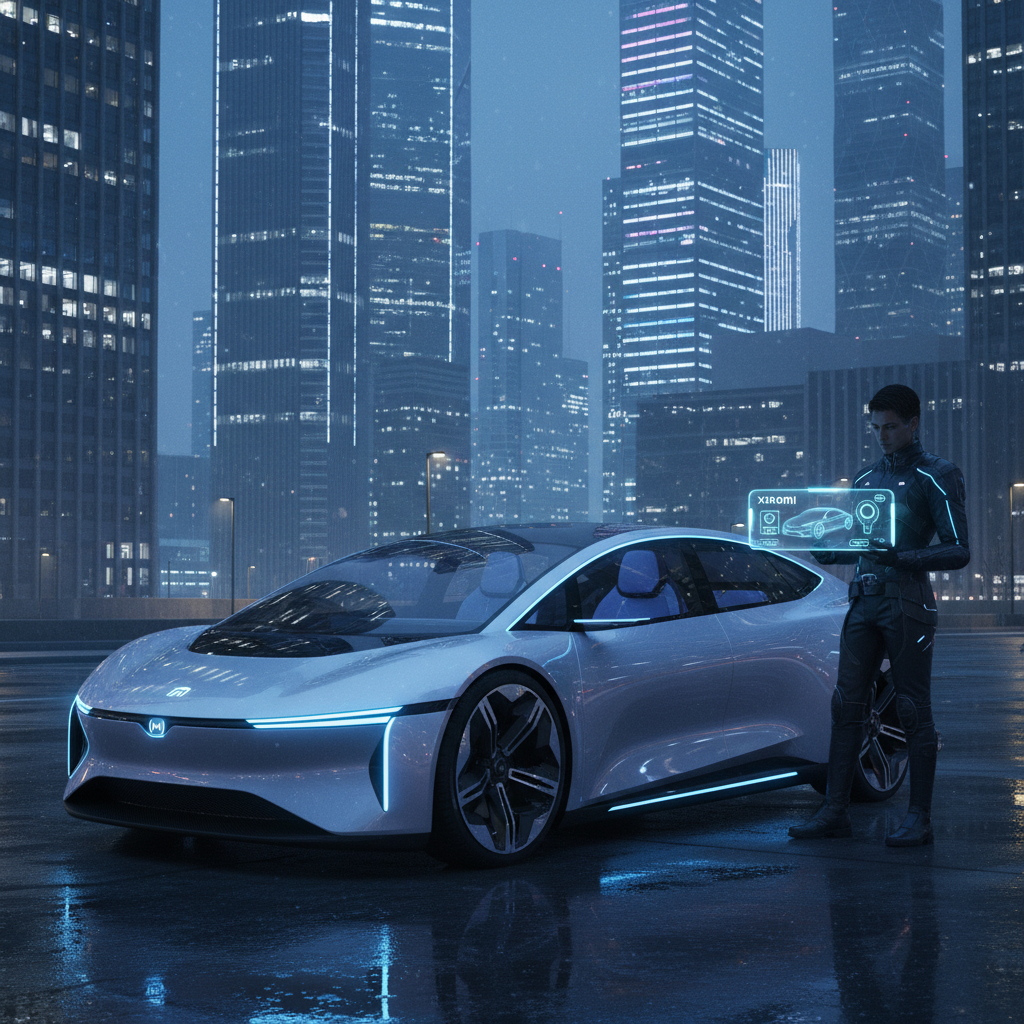 전기차와 스마트폰이 연결된 미래형 라이프스타일