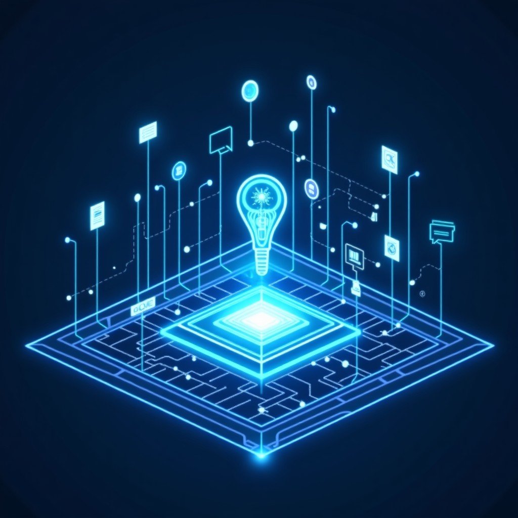 A professional and clean representation of artificial intelligence development and government oversight, abstract digital elements with a balanced composition, 4:3.