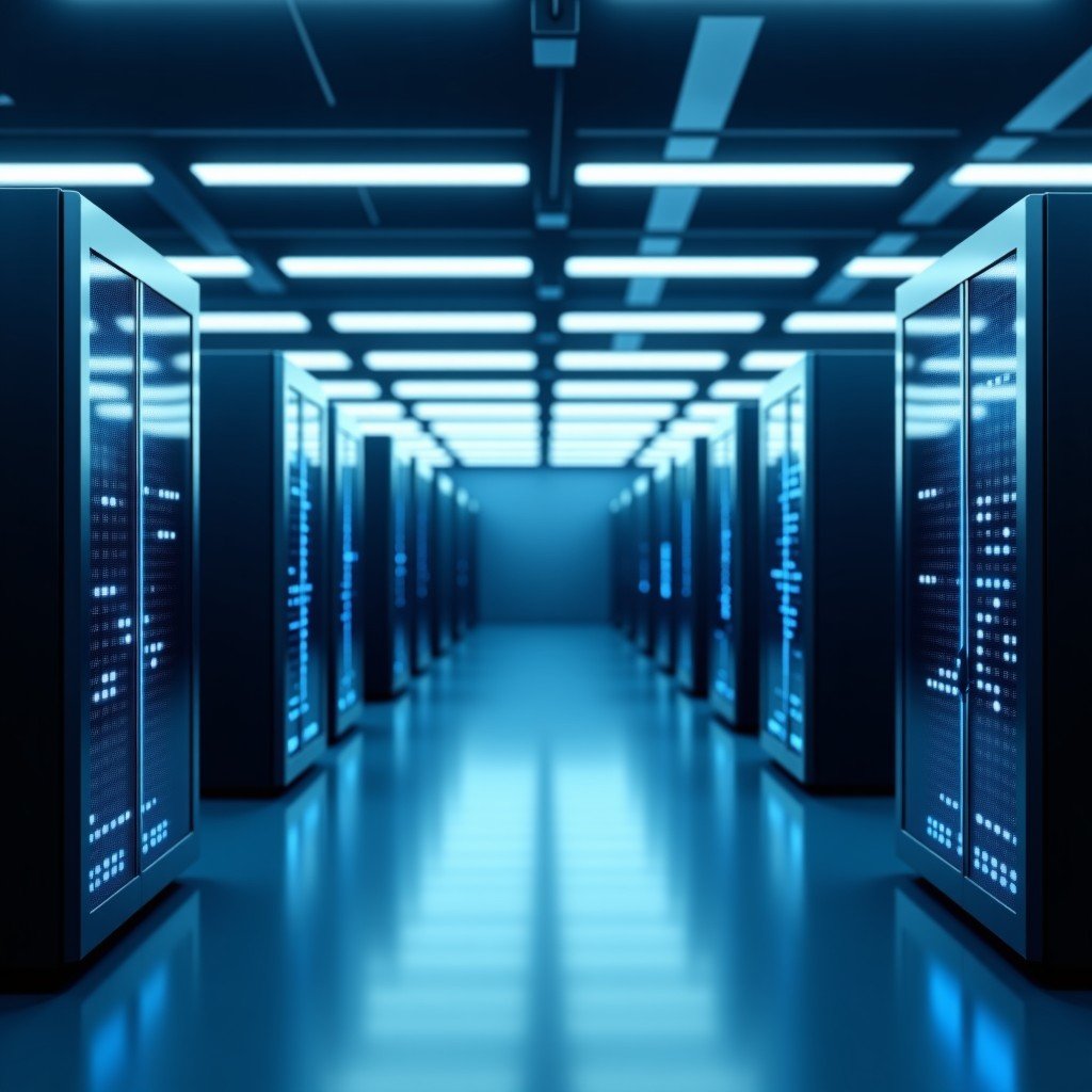 데이터 센터와 AI 기술이 공존하는 현대적인 사무 공간