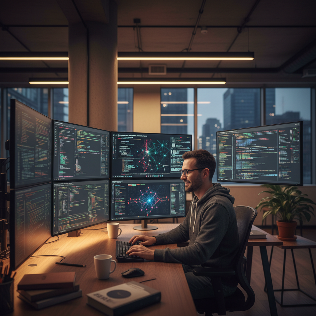 개발자가 AI 프롬프트를 테스트하는 장면