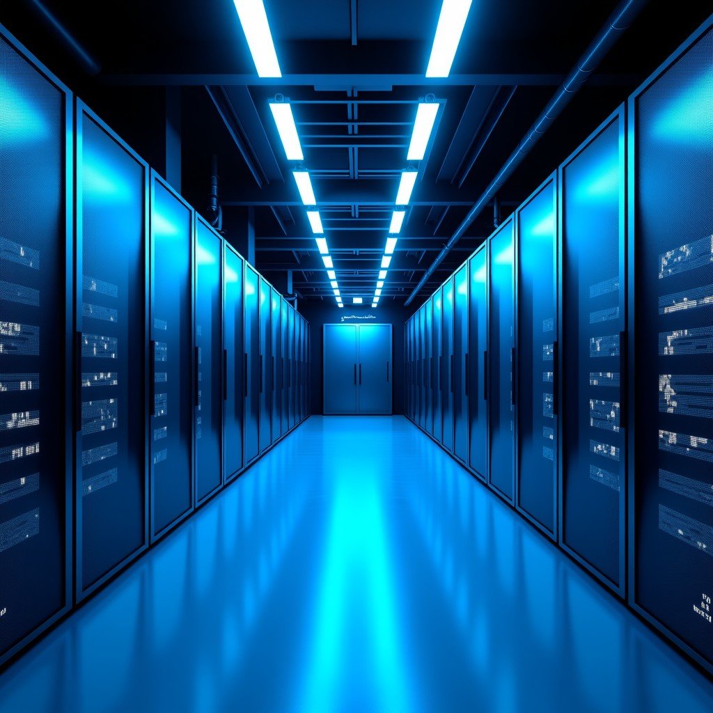 AI 데이터센터를 시각화한 현대적인 컨셉 이미지