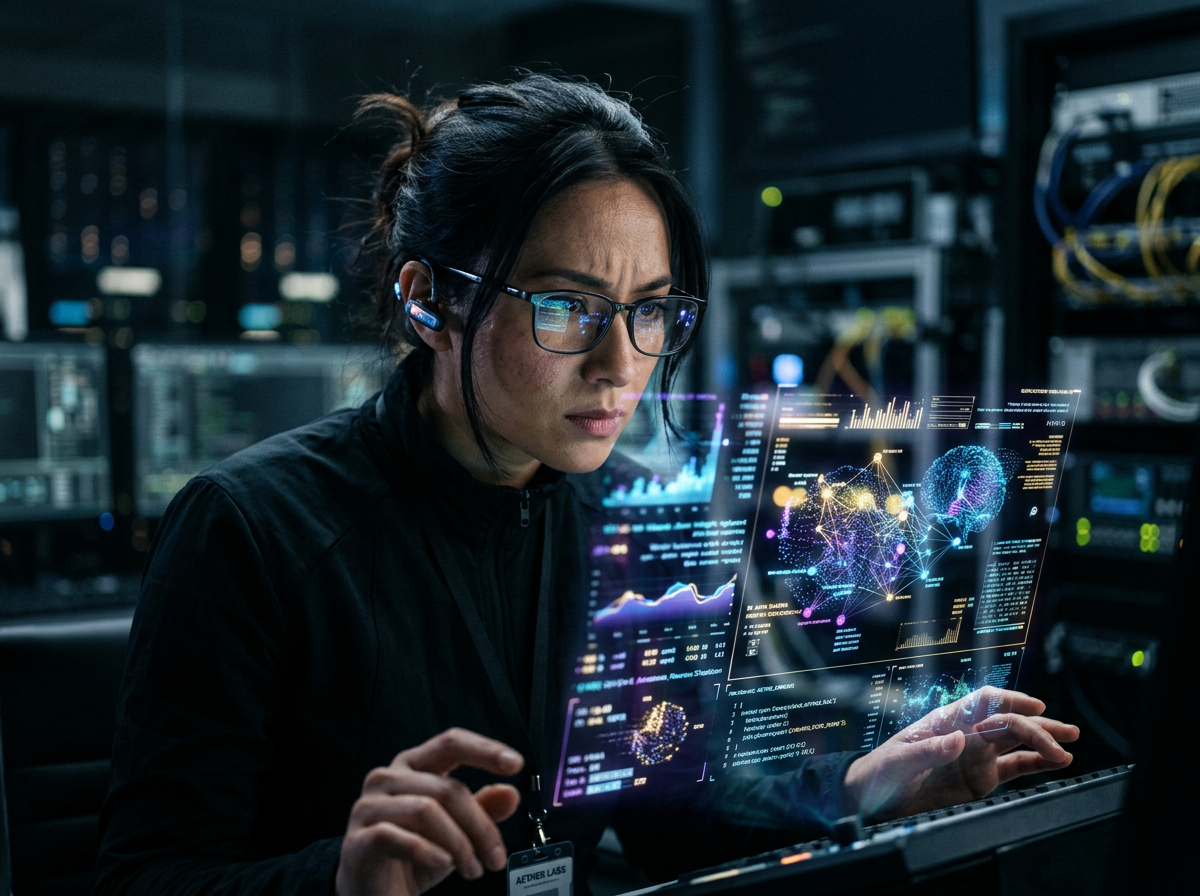 기술적 혁신을 고민하는 AI 연구자의 모습