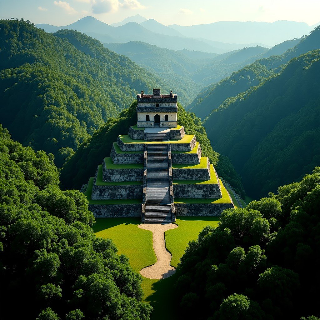 멕시코 정글 속 고대 마야 유적 팔렝케의 전경