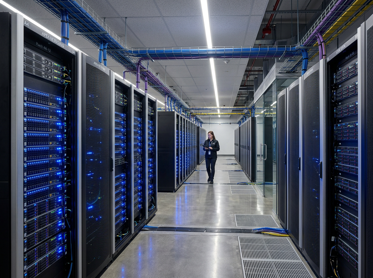 서버실의 데이터 센터 설비