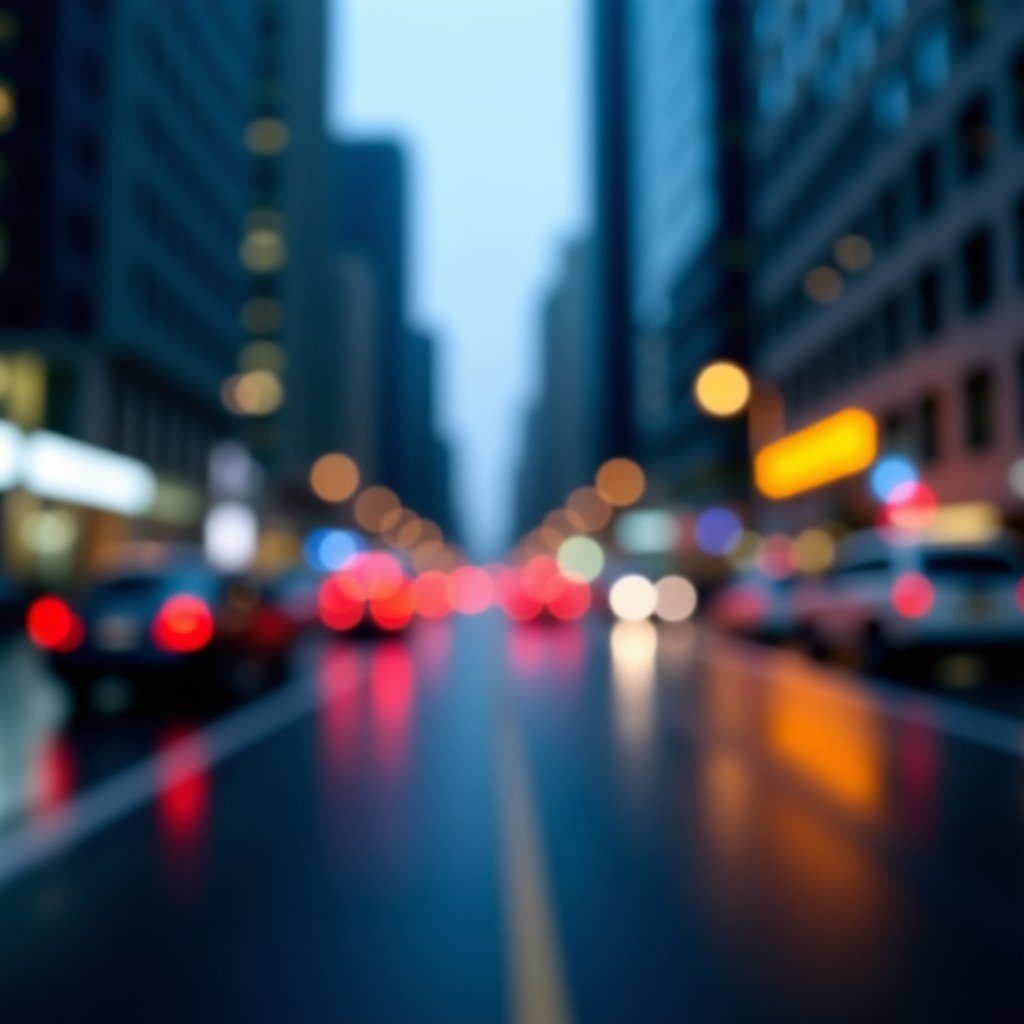 High security urban environment with blurred city lights, surveillance concept, professional photography, 4:3