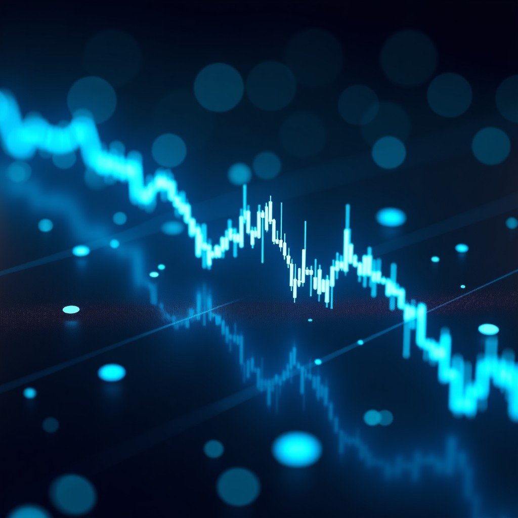 A professional digital visualization of a stock market bull run with glowing data lines and interconnected nodes in a dark office, 4k, clean composition, high contrast, 16:9 aspect ratio.