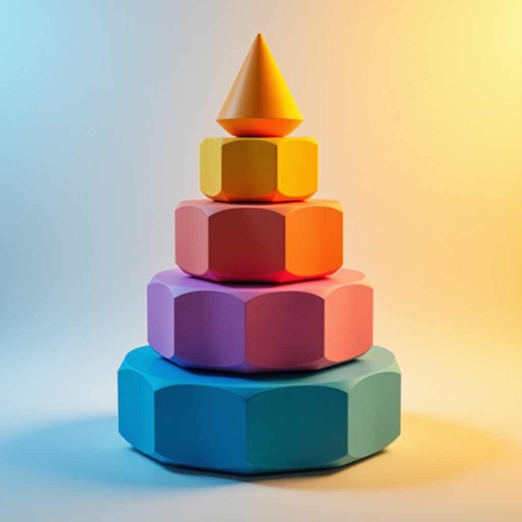 Abstract representation of financial layers and geometric shapes representing complex tax structures, vibrant colors, clean studio photography, 4:3 aspect ratio.