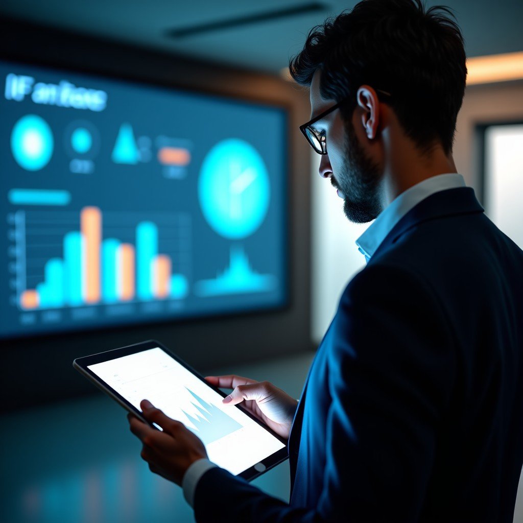 사무실에서 AI 도구를 활용하는 직장인