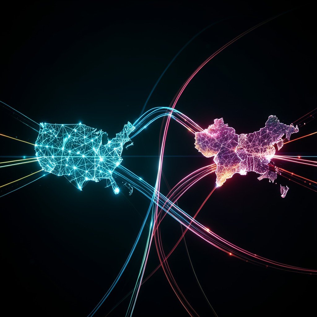 AI 주도권 경쟁을 상징하는 추상적 이미지