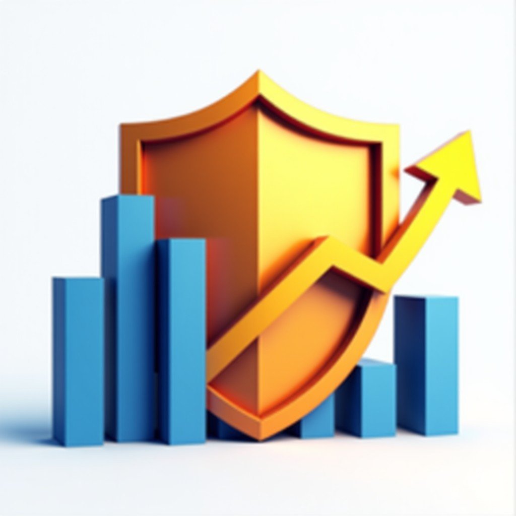 An abstract visual of a sturdy shield icon integrated with financial graphs, representing market protection and investment growth, 4:3