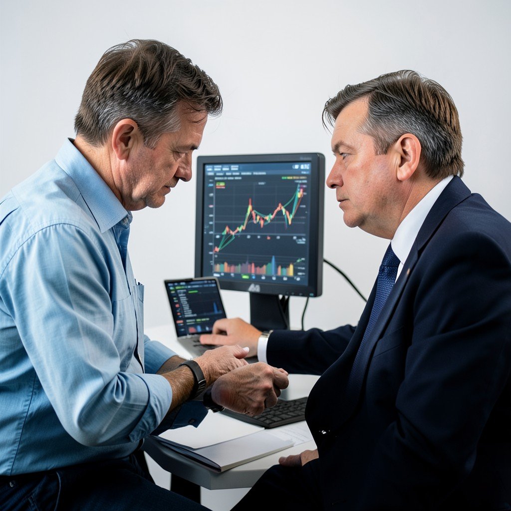 A professional analyst reviewing charts and global market data on a digital interface, focused and analytical atmosphere, clean background, 4:3