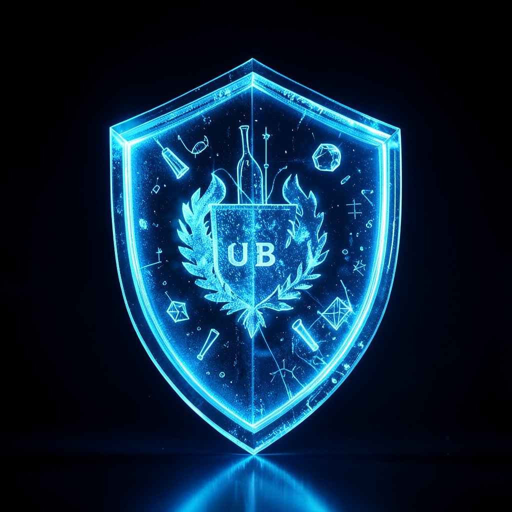 Abstract representation of digital security shield and data protection, glowing blue light, glass texture, high quality photography, 4:3 aspect ratio.