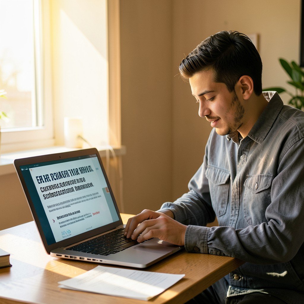 A student calculating GPA requirements on a laptop for scholarship renewal, academic setting, warm natural lighting, lifestyle photography, 4:3