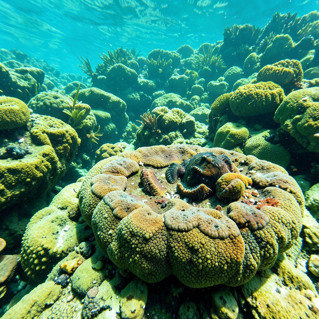 Clear water of Hamelin Pool Shark Bay Australia showing stromatolites underwater NO KOREAN Text 4:3