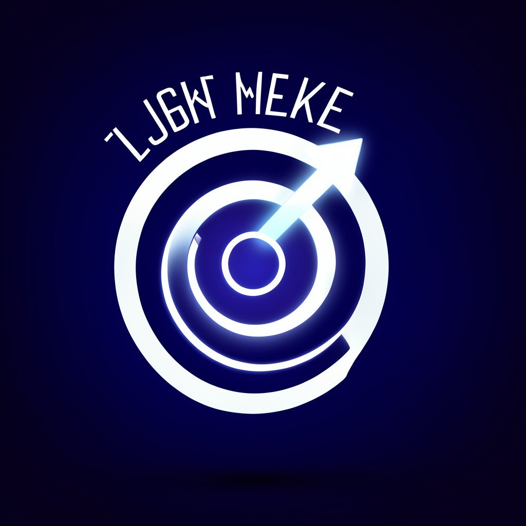 Financial concept image showing a glowing target with an upward arrow symbolizing stock market upside potential on a rich navy blue gradient background aspect ratio 1:1