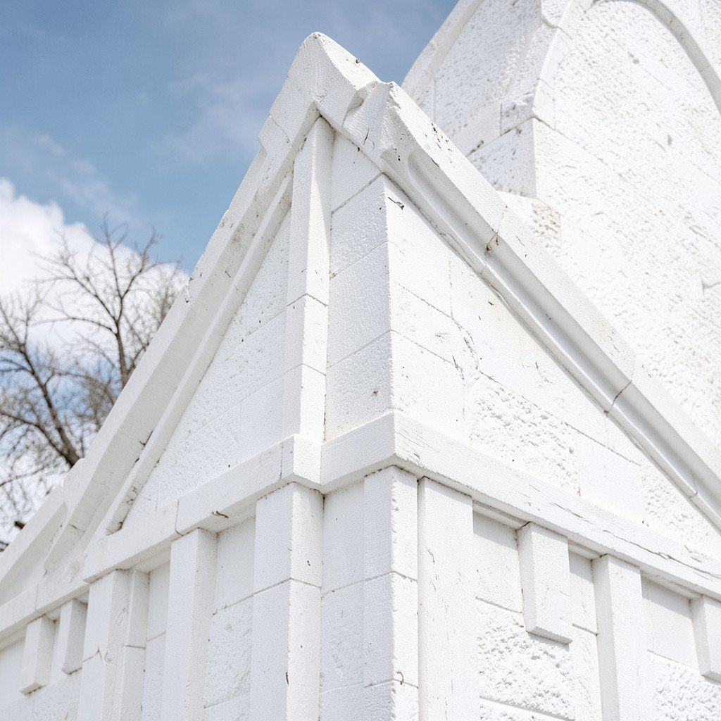 Close up shot of the white stone tent roof of Kolomenskoye Church showing vertical architectural details textured background NO KOREAN Text 1:1